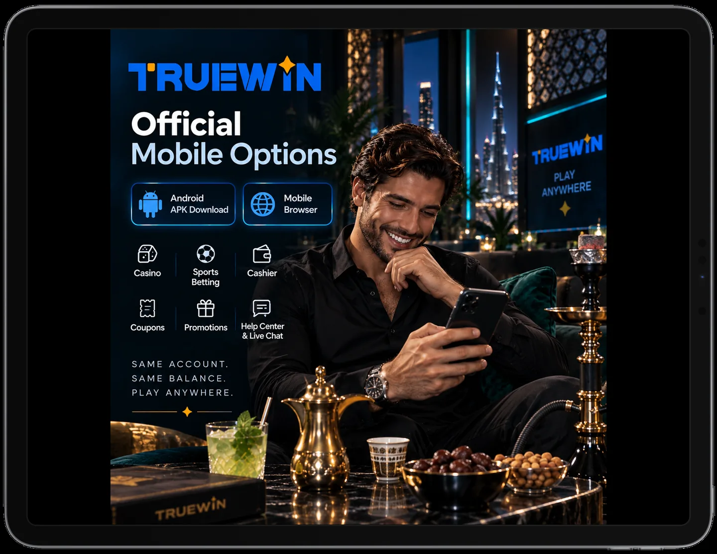 TrueWin UAE Official Mobile Options - Android APK, Casino, Sports and Cashier