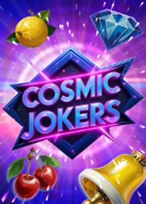 TrueWin online casino Cosmic Jokers slot game card poster by Pragmatic Play
